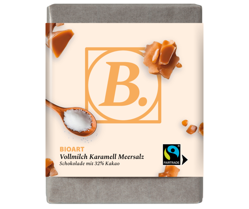 BIOART Schoko Vollmilch Karamell Meersalz 70g, Fairtrade